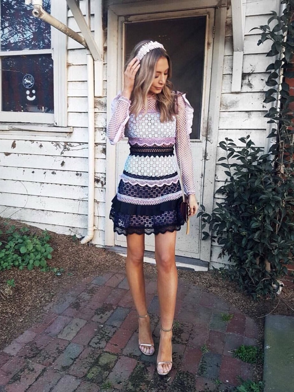 Self-Portrait Bellis Lace Tiered Mini Dress